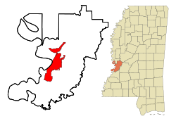 Warren County Mississippi Incorporated and Unincorporated areas Vicksburg Highlighted